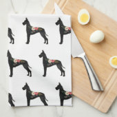 グレートDane犬ブリードボホフローラシルエットC キッチンタオル (四つ折り)