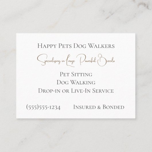 グレートDane窓の外を見てドッグウォーカー"マイティ" 名刺 (裏面)