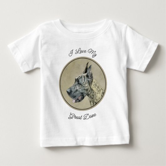 グレートDane (Brindle)'絵画s -オリジナルドッグアート ベビーTシャツ (正面)
