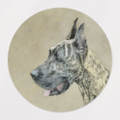 グレートDane (Brindle)'絵画s -オリジナルドッグアート ラベル (デザイン2)