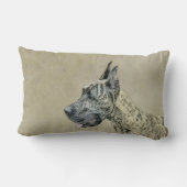 グレートDane (Brindle)'絵画s -オリジナルドッグアート ランバークッション (裏面)