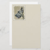 グレートDane (Brindle)'絵画s -オリジナルドッグアート 便箋 (正面/裏面)