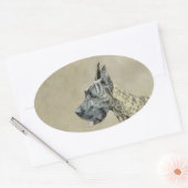 グレートDane (Brindle)'絵画s -オリジナルドッグアート 楕円形シール (封筒)