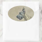 グレートDane (Brindle)'絵画s -オリジナルドッグアート 楕円形シール (バッグ)