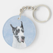 グレートDane (Harlequin)'絵画 - Dog Artオリジナル キーホルダー (裏面)