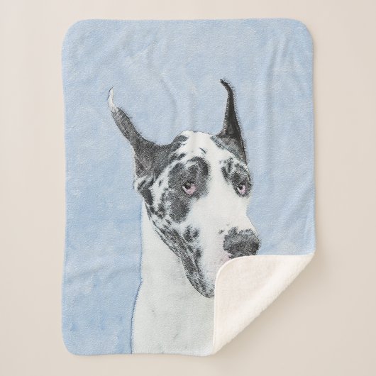 グレートDane (Harlequin)'絵画 - Dog Artオリジナル シェルパブランケット (正面)