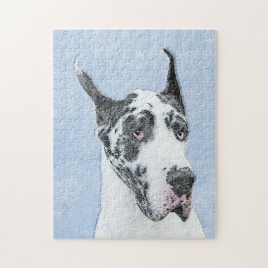 グレートDane (Harlequin)'絵画 - Dog Artオリジナル ジグソーパズル (縦)