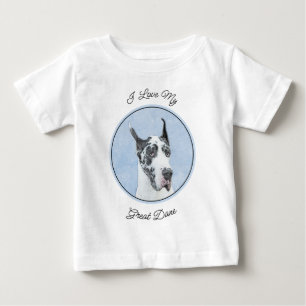 グレートDane (Harlequin)'絵画 - Dog Artオリジナル ベビーTシャツ