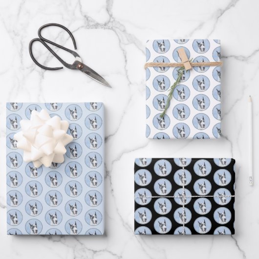 グレートDane (Harlequin)'絵画 - Dog Artオリジナル ラッピングペーパーシート (正面)