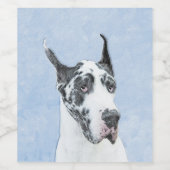 グレートDane (Harlequin)'絵画 - Dog Artオリジナル ワインラベル (シングルラベル)