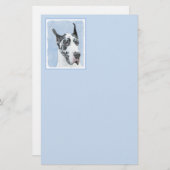 グレートDane (Harlequin)'絵画 - Dog Artオリジナル 便箋 (正面/裏面)