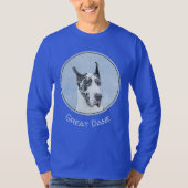 グレートDane (Harlequin)'絵画 - Dog Artオリジナル Tシャツ (正面)