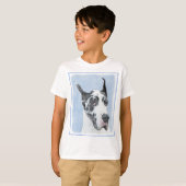 グレートDane (Harlequin)'絵画 - Dog Artオリジナル Tシャツ (正面フル)