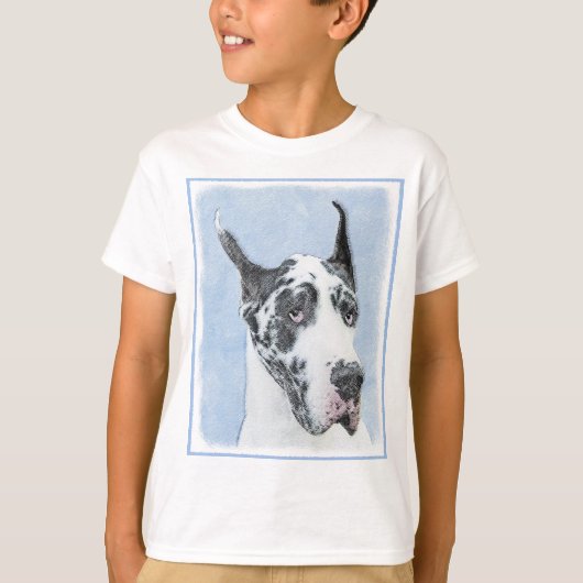 グレートDane (Harlequin)'絵画 - Dog Artオリジナル Tシャツ (正面)