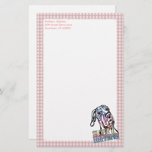 グレートDane SlopがパステルUCを実行 便箋 (正面/裏面)