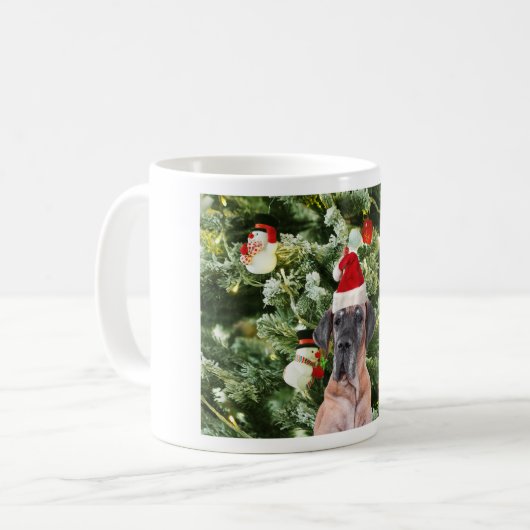 グレートDane wクリスマスツリーギフトボックスサンタハット コーヒーマグカップ (正面左)