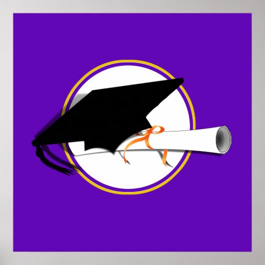 グレードキャップティルトとスクールカラー紫と金ゴールド ポスター (正面)