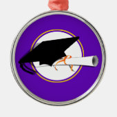 グレードキャップティルトとスクールカラー紫と金ゴールド メタルオーナメント (正面)