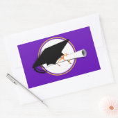 グレードキャップティルトとスクールカラー紫と金ゴールド 長方形シール (封筒)