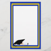 グレードキャップティルト(スクールカラー付き青と金ゴールド) 便箋 (正面)