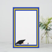 グレードキャップティルト(スクールカラー付き青と金ゴールド) 便箋 (スタンド正面)