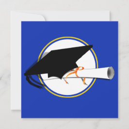 グレードキャップティルト(スクールカラー付き青と金ゴールド) 招待状