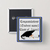 グレードキャップティルト(スクールカラー付き青と金ゴールド) 缶バッジ (正面&裏面)