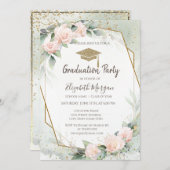 グレードキャップピンクローゼフレーム卒業 招待状 (正面/裏面)