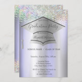 グレードキャップ、カラフル紙吹雪バイオレット卒業 招待状 (正面/裏面)