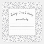 グレードットニュートラル性別ベビーシャワー蔵書票 スクエアシール (正面)