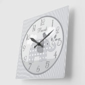 グレードパーソナライズされたットエレファント子供部屋ベビー時計 スクエア壁時計 (傾斜)