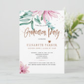 グレードピンクフローラ銅グリッター卒業パーティー 招待状 (スタンド正面)