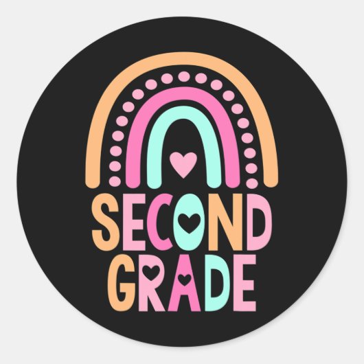 グレードレインボーガールズボーイズ先生かわいい2年生Sq ラウンドシール (正面)