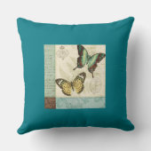 グレードA綿ティール(緑がかった色)装飾用クッション20x20/バタフライ クッション (裏面)