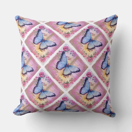 グレードA綿装飾用クッション20x20/バタフライ クッション (正面)
