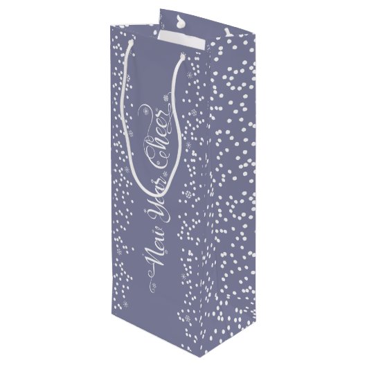 グレーニューイヤー応援エレガントホワモダンイトスノーフレーク ワインギフトバッグ (裏面アングル)