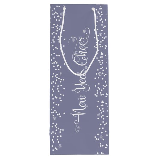 グレーニューイヤー応援エレガントホワモダンイトスノーフレーク ワインギフトバッグ (裏面)