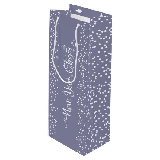 グレーニューイヤー応援エレガントホワモダンイトスノーフレーク ワインギフトバッグ (正面アングル)