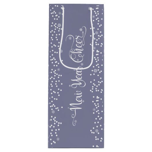 グレーニューイヤー応援エレガントホワモダンイトスノーフレーク ワインギフトバッグ (正面)