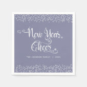 グレーニューイヤー応援シックホワイトスノーフレークカスタム スタンダードカクテルナプキン (正面)