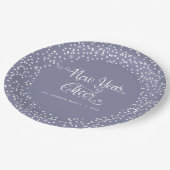 グレーニューイヤー応援ホワイトスノーフレークススクリプトカスタム ペーパープレート (アングル)