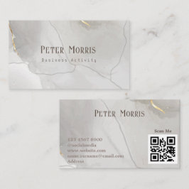グレーニュートラルトーンミニマリストQRコードプロフェッショナル 名刺