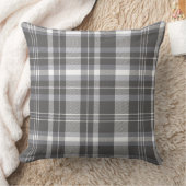 グレーニュートラルプレイドデザイン クッション (ブランケット)