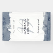 グレーネイビーウォーターカラーモノグラムグランドオープニング 横断幕 (横)