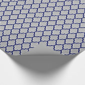 グレーネイビーブルーホワイトモロッコクローバー#4DS ラッピングペーパー (角)