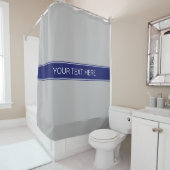グレーネイビーブルーリボン名モノグラム シャワーカーテン (インサイチュ)
