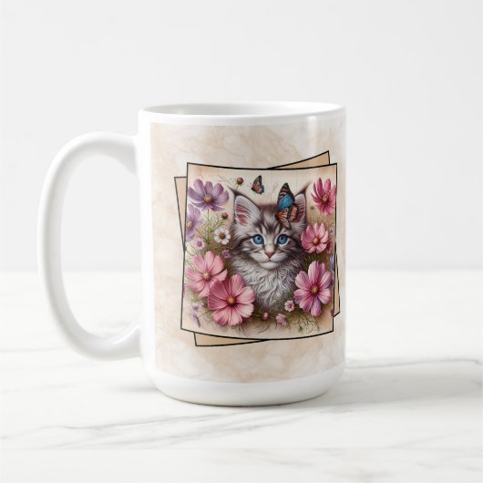 グレーネコの花 コーヒーマグカップ (左)