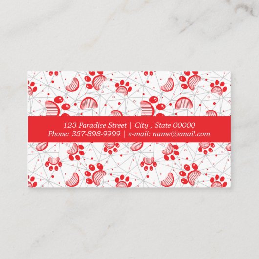 グレーネット付きポープリントとグルーミングコームのパターン 名刺 (裏面)