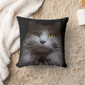 グレーネベリングロングヘアロシアのブルーキャットピロー クッション (ブランケット)