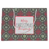 グレーノルディエレガントックウィンタースノーフレークトレンディー ラージペーパーバッグ (正面)